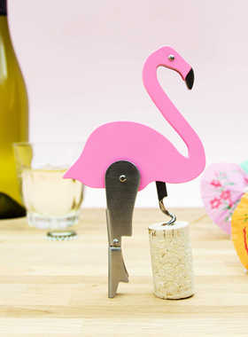 英国SUCK UK 粉色火烈鸟造型开瓶器创意红酒啤酒便携起子工具礼物