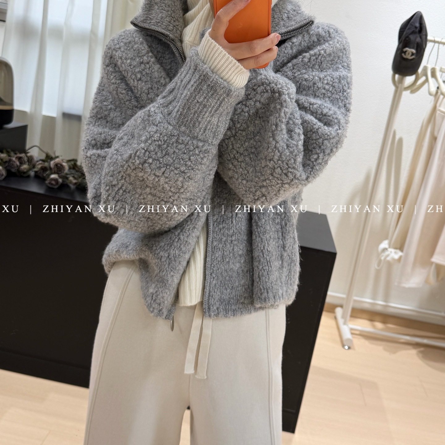 宽松型半高领纯色厚实圈毛常规