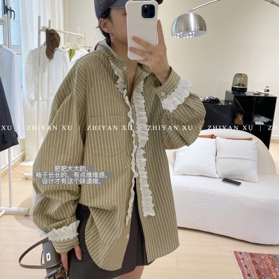 ZHIYANXU竖条纹宽松衬衫