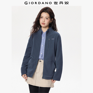 佐丹奴休闲外套女装 摇粒绒刺绣宽松立领拉链夹克05375867 秋冬新款