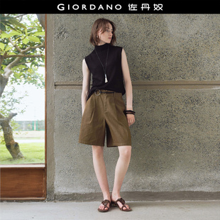 老钱风纯棉压褶阔腿百慕大短裤 佐丹奴新款 18405604 卢正义明星款