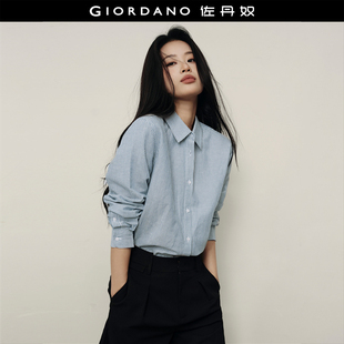 麻棉衬衫 宽松长袖 佐丹奴2026年春新款 女05345498 韩国明星同款