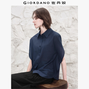 通勤仿天丝蝙蝠袖 设计师款 女新款 衬衫 宽松衬衣18345510 佐丹奴短袖
