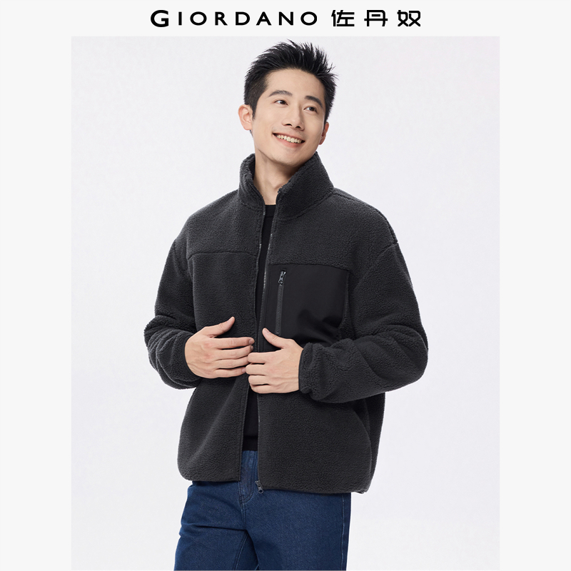 Giordano立领拼接口袋夹克