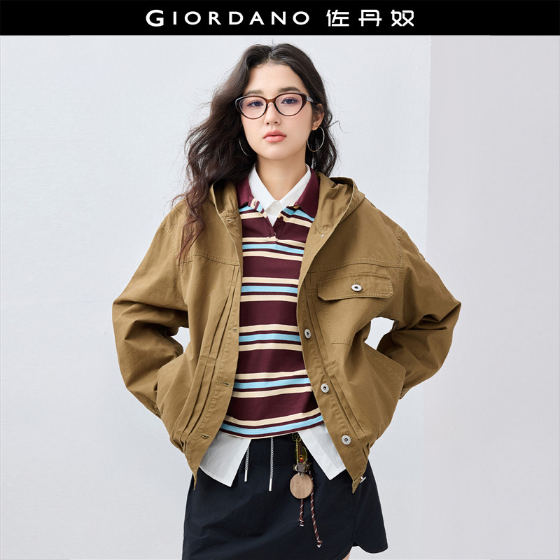 设计师款佐丹奴谷仓夹克女新款巴恩风宽松廓形连帽外套女18375905,女装/女士精品,短外套,淘宝优惠券,粉丝福利购,淘宝优惠卷