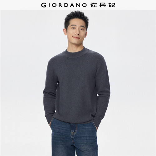 Giordano套头半高领纯色针织衫
