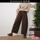 子女2026年春绒感条纹松紧腰九分阔腿裤 设计师款 佐丹奴裤 18425805
