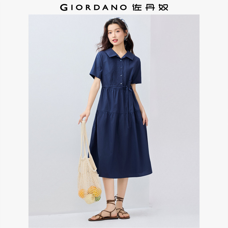 佐丹奴翻领裙子女新款纯棉府绸压褶娃娃领绑带蛋糕连衣裙13465334,女装/女士精品,连衣裙,淘宝优惠券,粉丝福利购,淘宝优惠卷