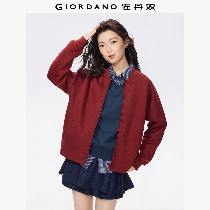 Giordano棒球领短外套卫衣外套