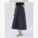 佐丹奴裙子女夏季 压褶a字裙抽绳松紧腰显瘦半身长裙13465349 新款