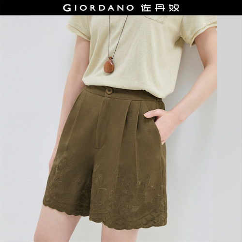 半松紧腰Giordano短裤休闲裤