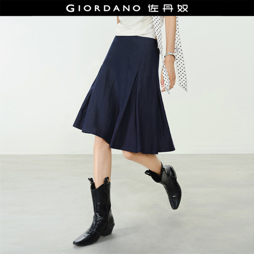Giordano中裙A型半身裙压褶
