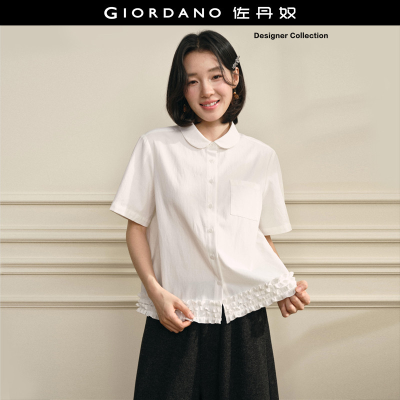 Giordano短袖拼接花边衬衫图片