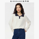 新款 女春季 撞色翻领宽松套头针织上衣女13355784 针织衫 佐丹奴长袖