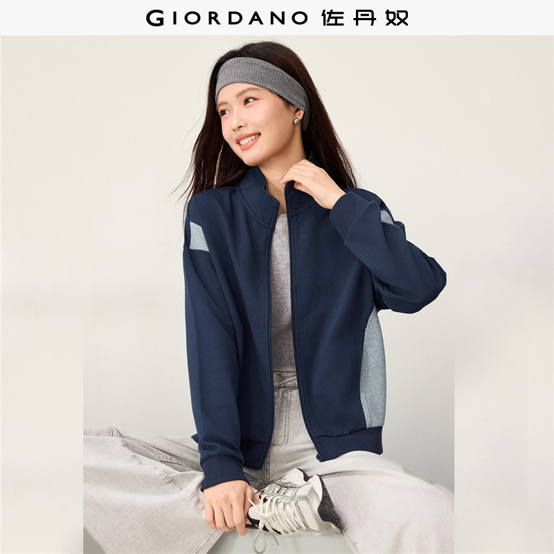 Giordano撞色卫衣外套立领图片