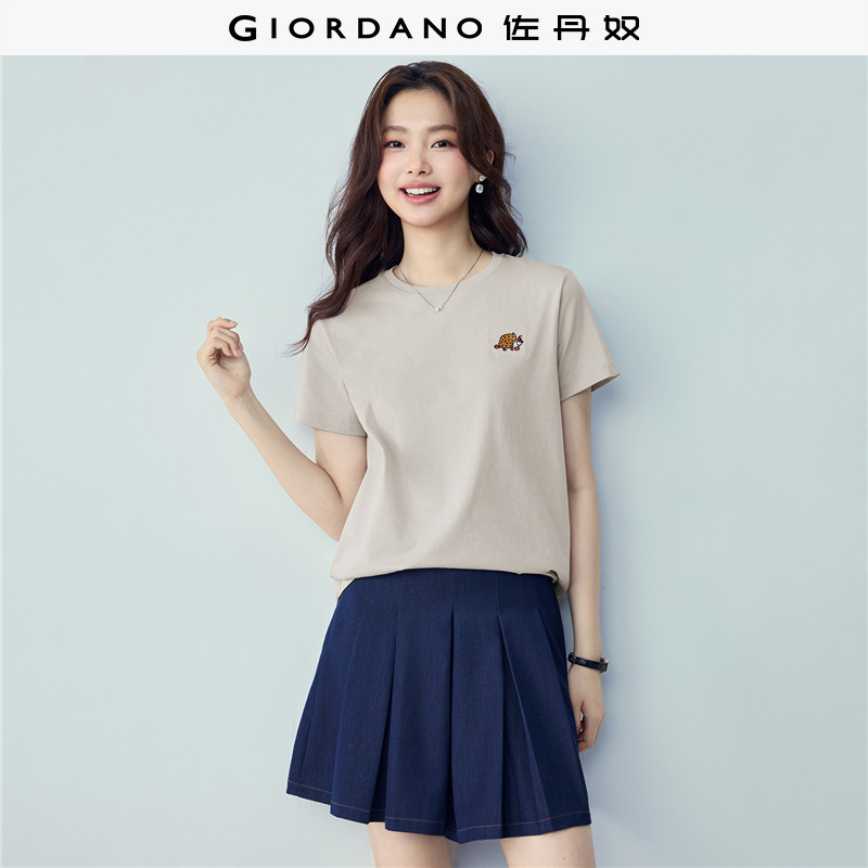 佐丹奴短袖t恤女夏季新款纯棉体恤衫小刺绣圆领休闲上衣13324321