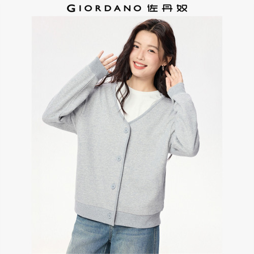 Giordano针织V领卫衣外套