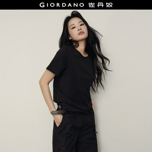 佐丹奴【韩国明星同款】全棉圆领t恤衫纯棉纯色短袖t恤女05325553
