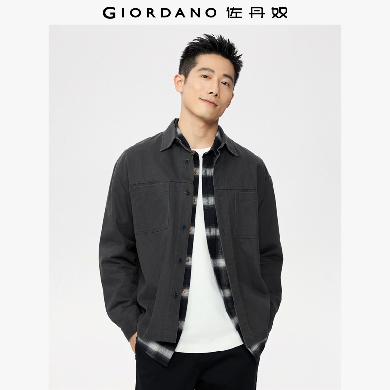 Giordano长袖工装口袋衬衫纯棉