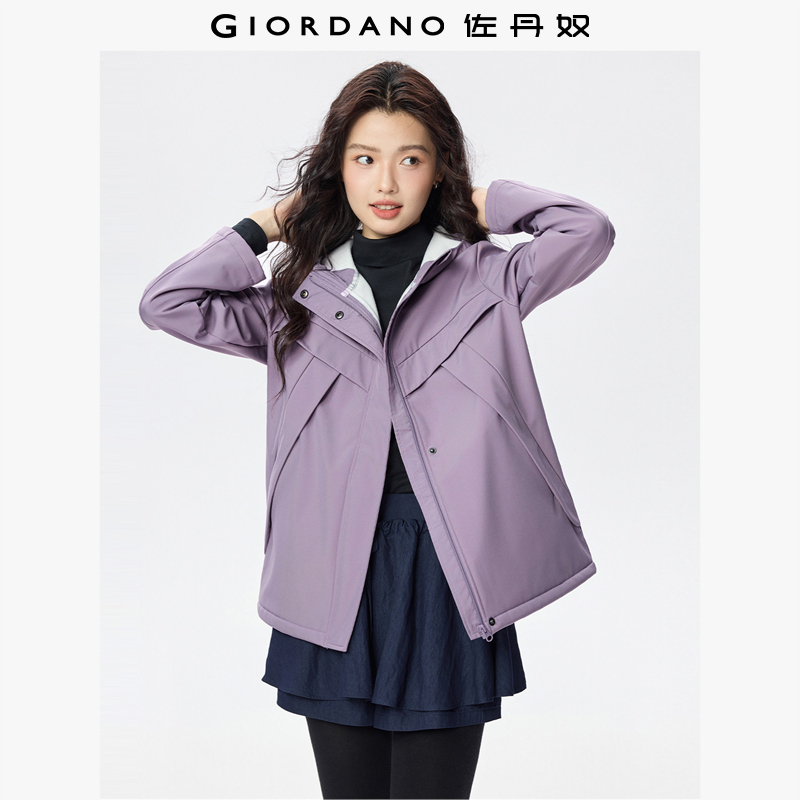 Giordano复合绒斜担干软壳外套