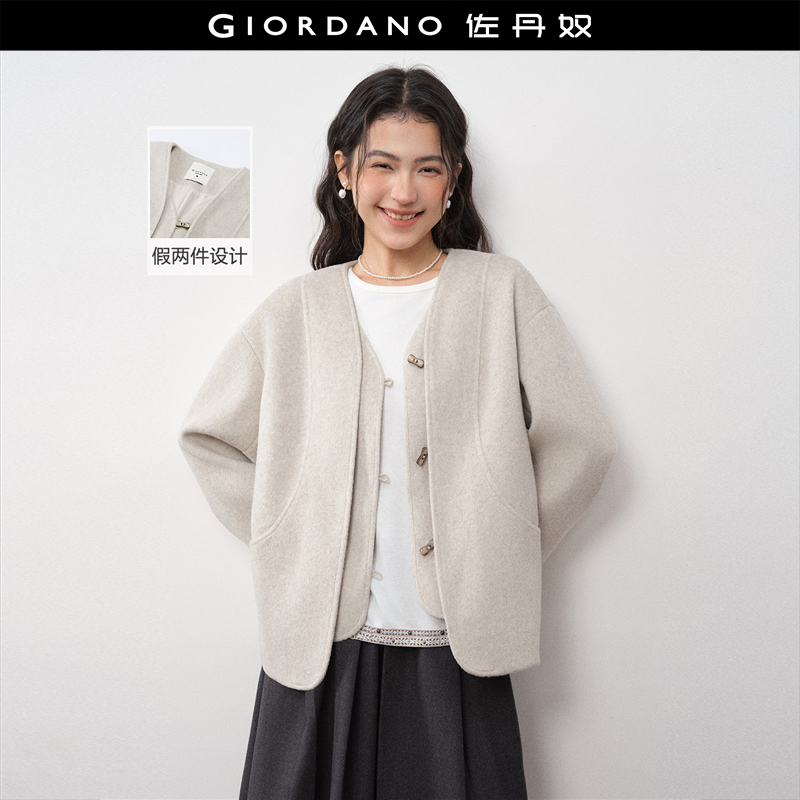Giordano/佐丹奴毛呢外套V领