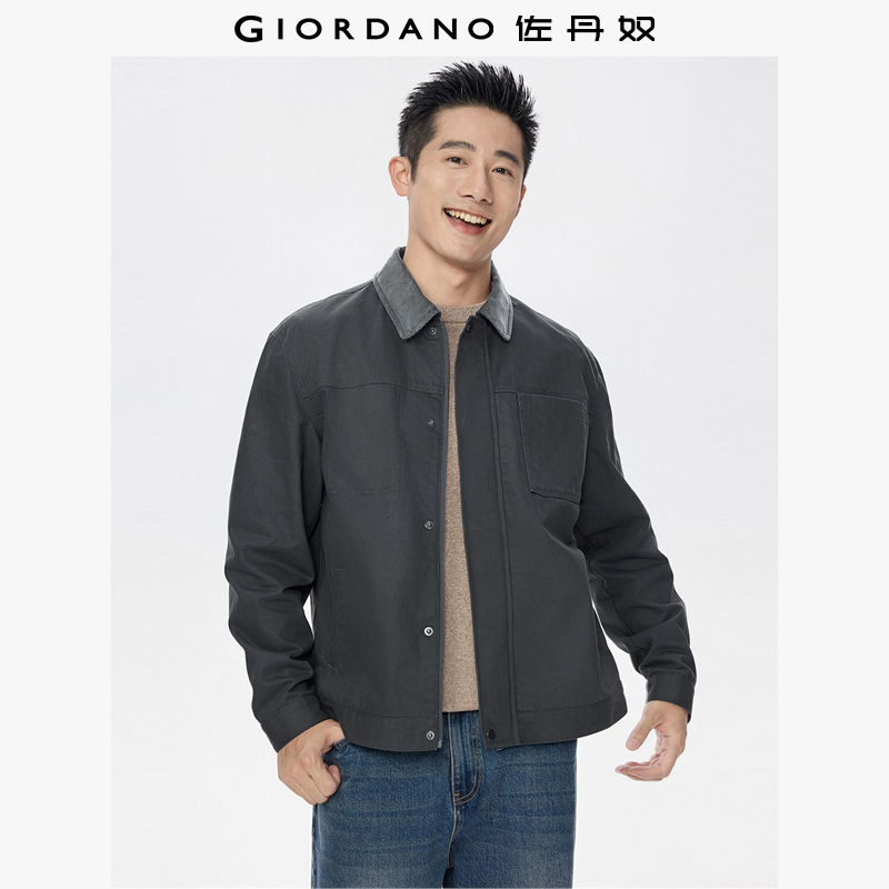 Giordano灯芯绒翻领夹克外套