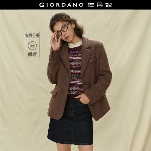 Giordano西装外套羊毛混纺