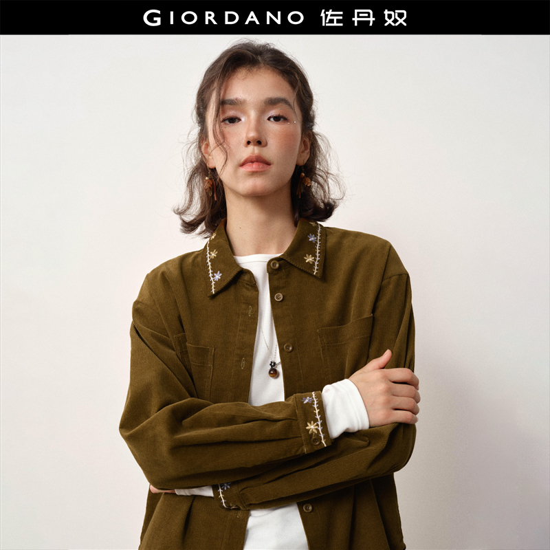 Giordano/佐丹奴长袖灯芯绒衬衫