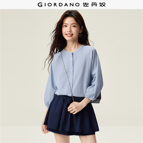 Giordano七分袖衬衫插肩袖