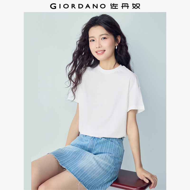 佐丹奴T恤女纯棉亲肤气质小衫女舒适宽松小高领t恤女短袖05322396