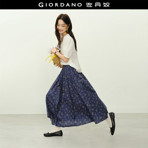 Giordano中长裙半身裙碎花