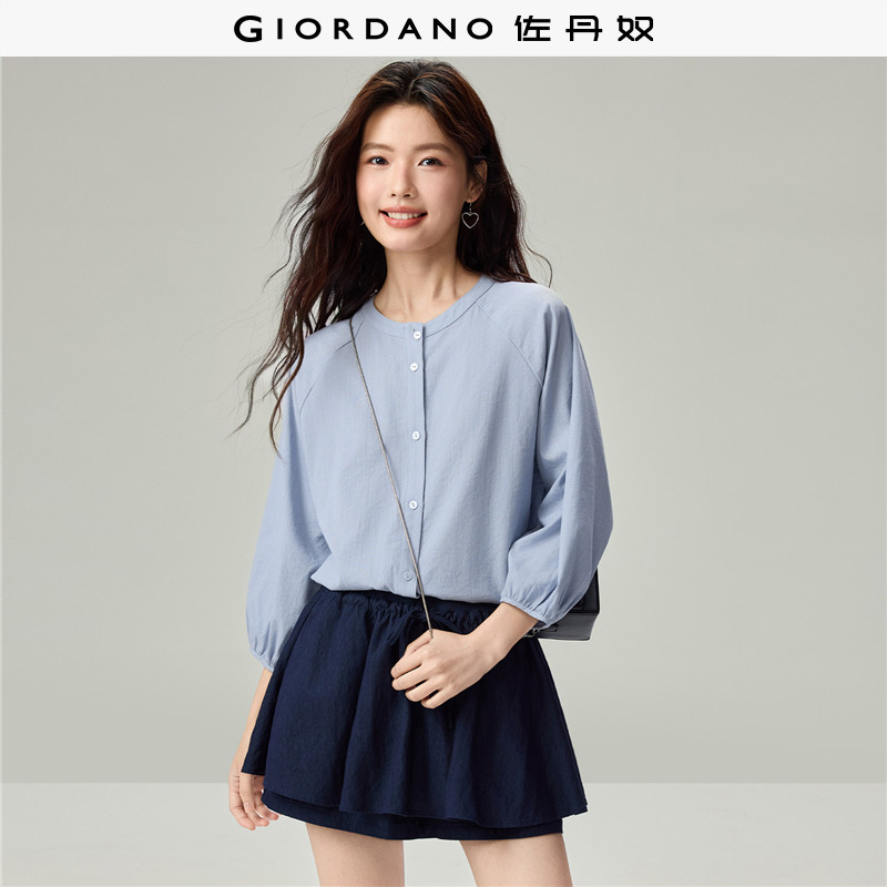 Giordano七分袖衬衫插肩袖图片