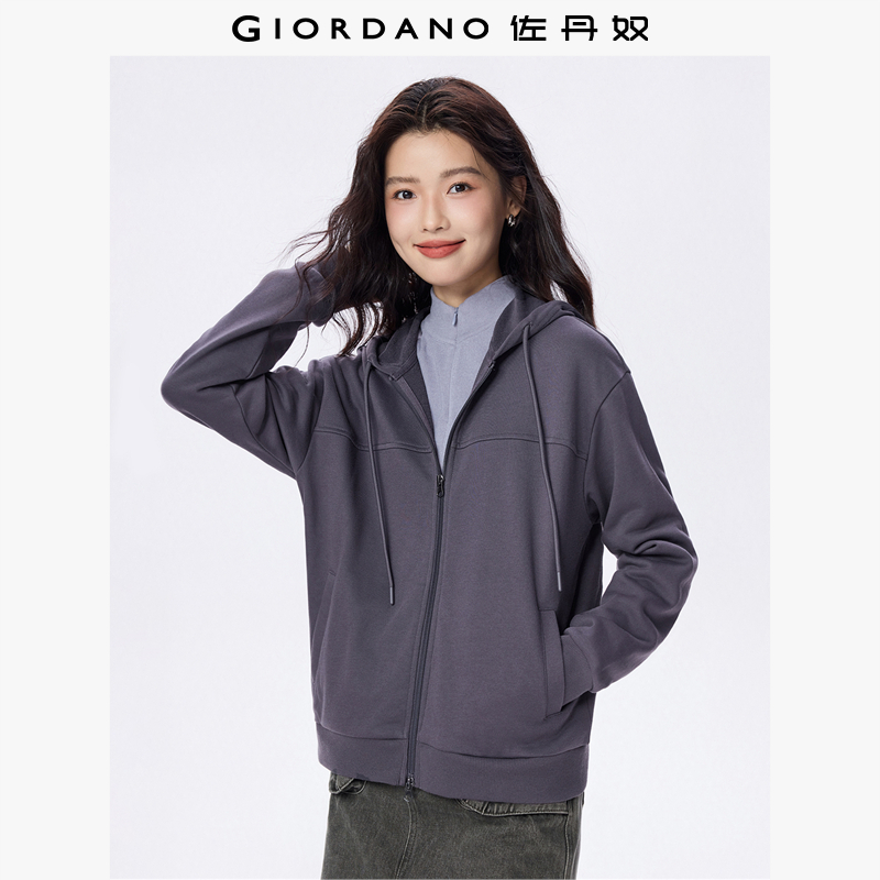 Giordano连帽破骨卫衣外套宽松