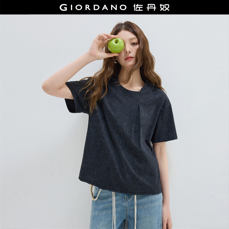 Giordano短袖常规压褶T恤