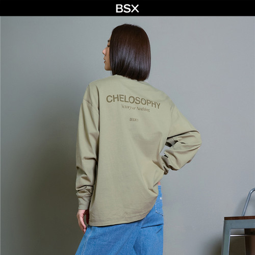 字母印绣BSX纯棉套头卫衣