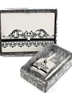 大马士革花纹陶瓷面登记簿签到本 办公商务会议签名册创意婚礼