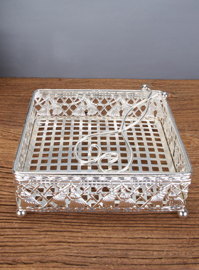 镀银镇纸架餐巾架纸巾盒座子西餐厅酒店夹纸方巾座茶餐厅餐桌用纸