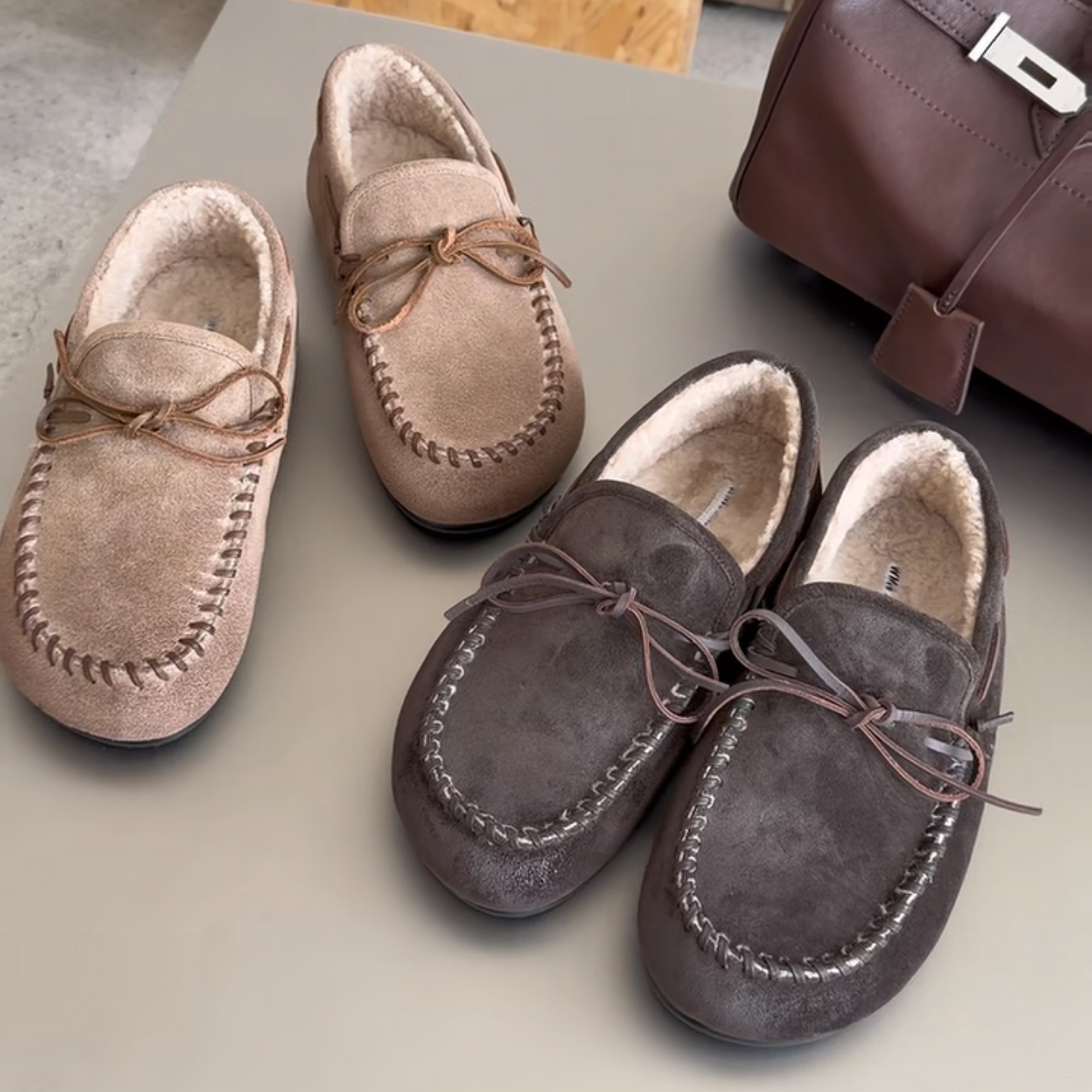 牛猄编织圆头蝴蝶结一脚蹬乐福鞋