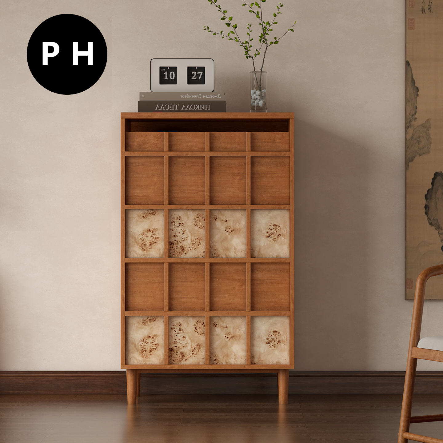 法式繁影中古实木五斗柜