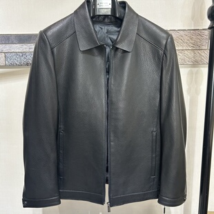 海宁优质山羊皮皮衣男士 皮衣羽绒内胆可脱卸 翻领皮夹克休闲外套装