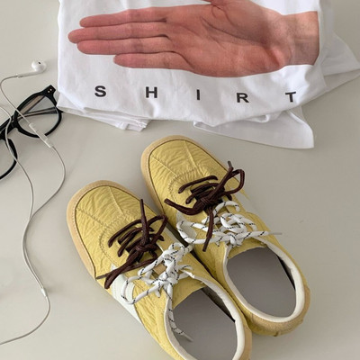 Opening韩国女鞋复古方头褶皱德训鞋百搭软底网红休闲韩系小黄鞋