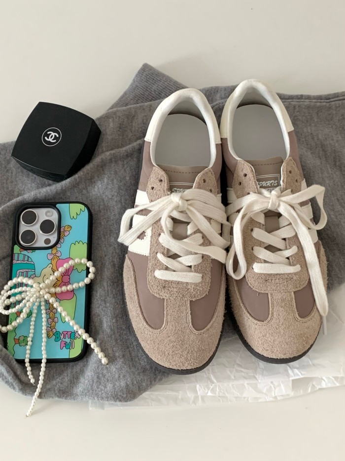 Opening自制 ｜秋冬的奶茶色系德训鞋版型好jue呀复古圆头网球鞋