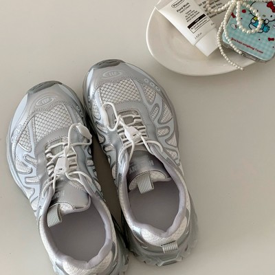 Opening自制 ｜夏季穿百搭网眼复古运动鞋银色山系风透气运动鞋