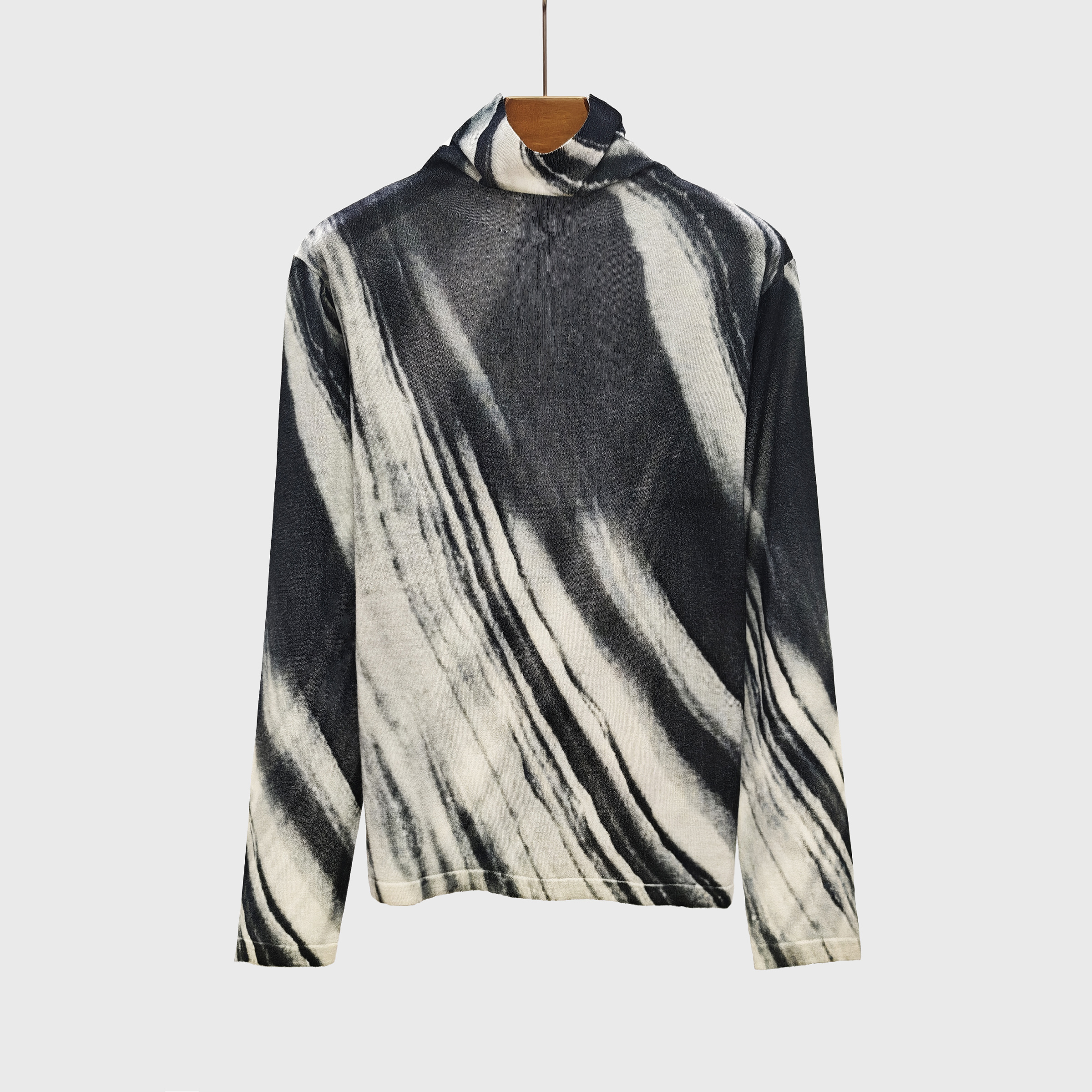 100%超细水溶羊毛水墨风针织衫