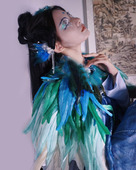 中国风汉服羽毛披肩 走秀表演配饰幻彩装 卸领子cosplay