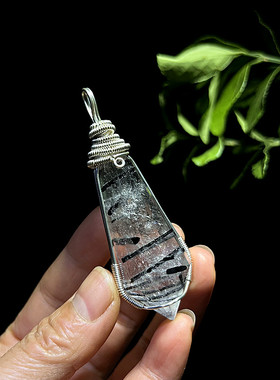 黑碧玺双尖柱十二面能量柱