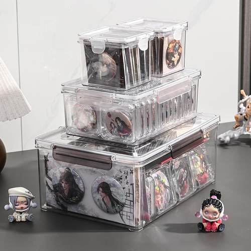 吧唧收纳盒75mm谷子密封亚克力防潮徽章动漫周边防尘展示盒子