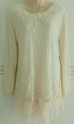 米黄色大码蕾丝连衣裙7046三层裙蛋糕裙摆长袖斯文连衣裙胸91-95