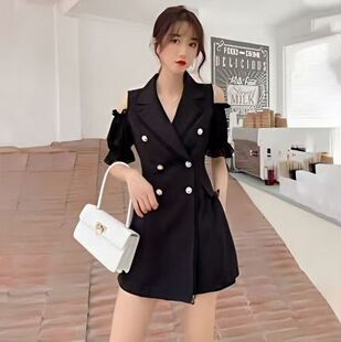 胸100黑白条纹双竖钮扣双用领袖外套3398春秋外套上衣有衬里