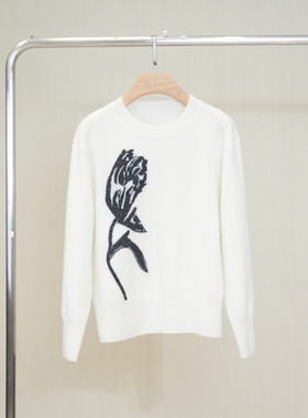 PAMIR秋冬拉绒系列女圆领羊绒针织衫 LR065